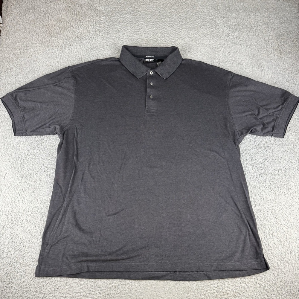 PING XL Polo Shirt Dark Gray Mens Xl Cotton Golf Double Mercerized Y2k Vtg